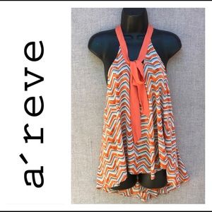 Final Sale A’reve Zig- Zagged Top W/ Tie On Neckline